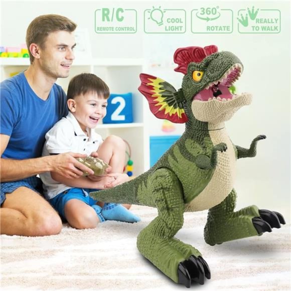 Remote Control Dinosaur Robot Toys- RC Electronic Walking Dino with Light - Picture 6 of 6